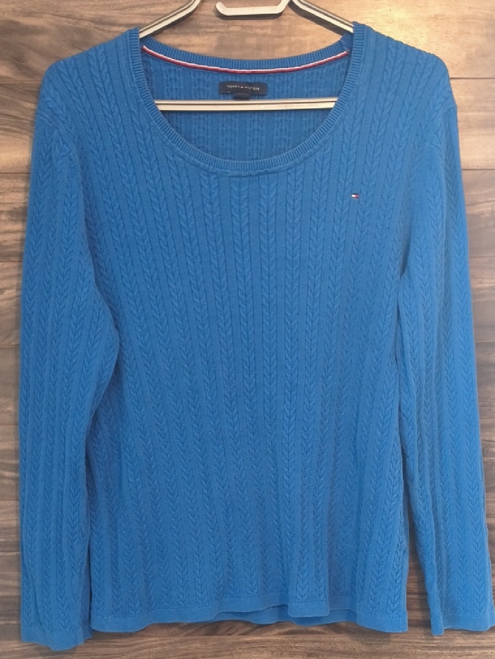 Tommy Hilfiger Blue Cable Knit Sweater - Women's XL - 100% Cotton